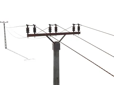 Electricity Pole 20 Weathered Low-poly 3D model