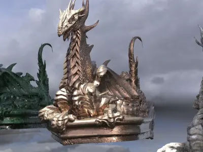 Viking Mythic Dragon Statue 3D model