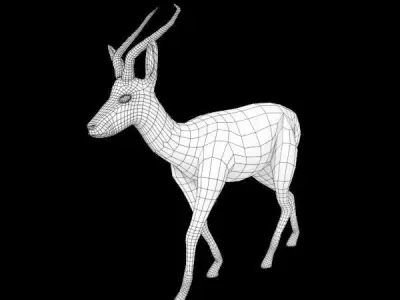 Thomson-Gazelle gazelle on chess board Low-poly 3D model