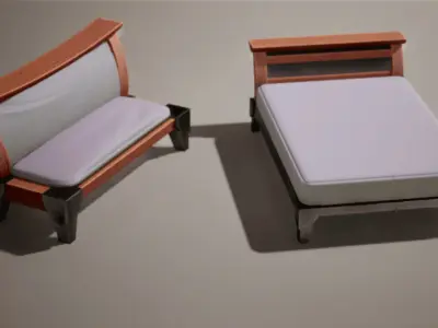Stylized Furniture Low-poly 3D model