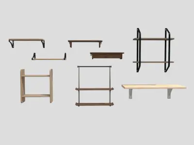 Wall Shelf Pack Low-poly 3D model