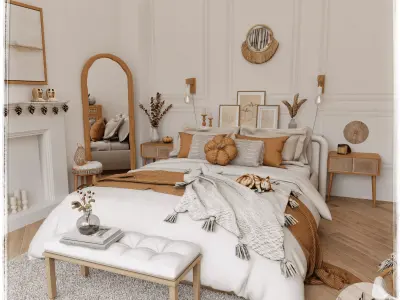 Autumn Bedroom Blender Scene 3D model