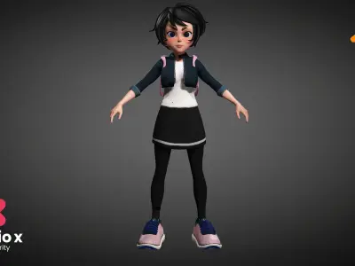 Cartoon Teen Boy and Girl Combo Low-poly 3D model