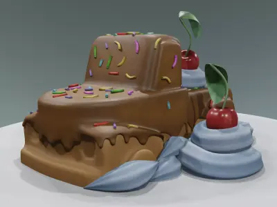 Chocolate dessert Low-poly 3D model