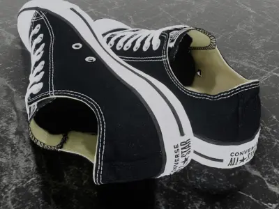 CONVERSE 3D SHOES - BLACK LOW Low-poly 3D model