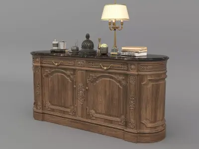 Classic European style Sideboard and Decoration 7 3D model