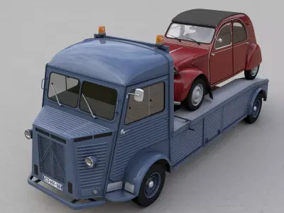 CITROEN HY TRUCK 1950 and CITROEN 2CV 1957 3D model