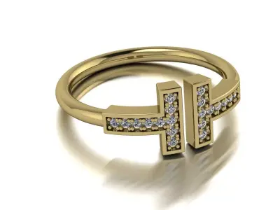 Tiffany Ring Gold 3D print model