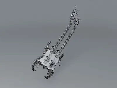 Double neck Black Diamond guitar Free 3D model