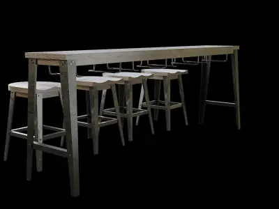 Dining Table Set-09 Low-poly 3D model