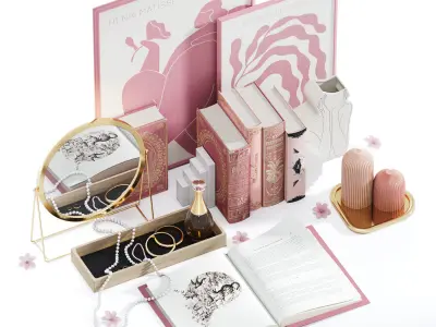 Pink decorative set 3D model