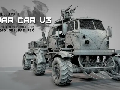 Apocalyptic War Cars v3 3D model