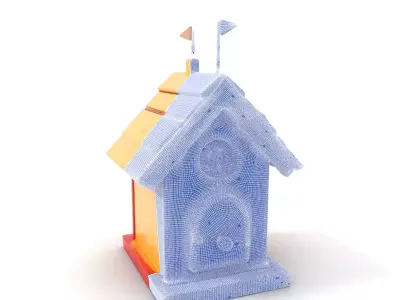 Colorful Birdhouse model pack Low-poly 3D model