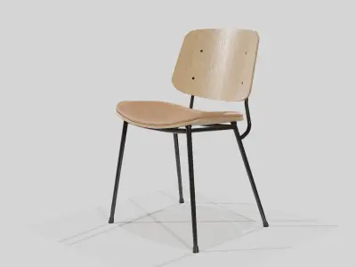 Soborg Metal Base-Model 3061-oak lacquered and dark steel Low-poly 3D model