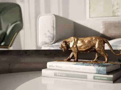 Decorative Tiger statuette PBR Low-poly 3D model