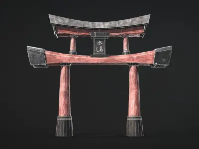 Torii Gate Low-poly 3D model