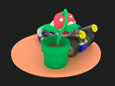 Mario Kart Luigi and piranha plant Low-poly 3D model