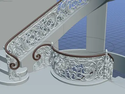 Staircase railings 2 Low-poly 3D model