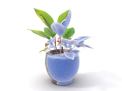 Intricate Floral Planter model pack Low-poly 3D model