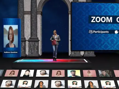 Virtual  Studio Chat Set Studio News zoom meeting 3D model 3D model