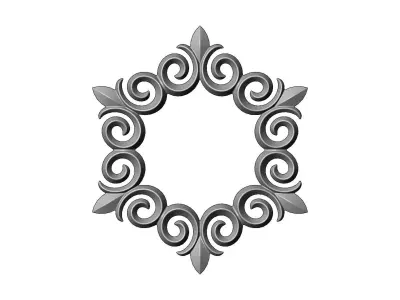 Hexagonal  floral decoration element relief 3D print model