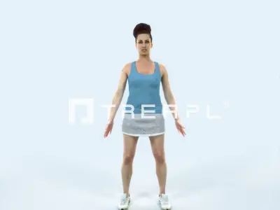 Yearn 01G Animated Rigged Sports Woman Low-poly 3D model