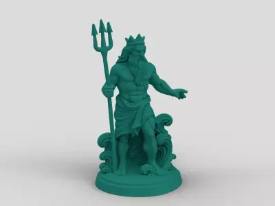 Poseidon God of the Sea Statue - Detailed 3D Printable Model 3D print model