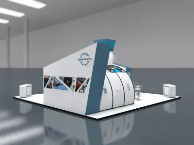 Exhibition Stand Booth stall 10x10m Height 500cm 4 Side Open 3D model
