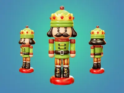 Soldier Nutcracker Doll Low-poly 3D model