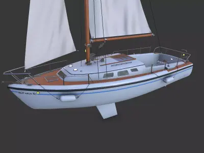 Sailing Yacht with Interior 02 Low-poly PBR Low-poly 3D model