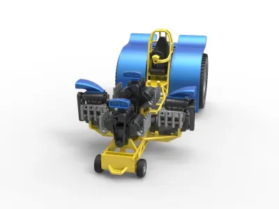 Pulling tractor with 4 engines V8 Version 6 Scale 1 to 25 3D print model