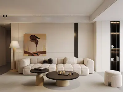 Modern living room dining room interior scenes 226 3D model