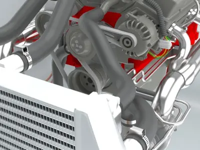 V8 Engine With Transmission 3D model