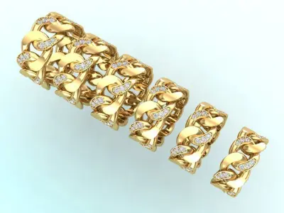 Chain ring - Miami Cuban ring - Link ring - Size 6 - 11 3D Model Collection