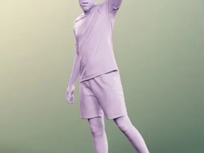 Theo 12837 - Sporty Black Man Waving Soccer Player Low-poly 3D model