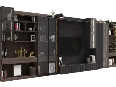 Modern Luxury TV Wall Unit 3D Model 3D model