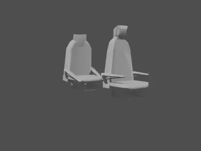 2 simple car seats low poly Low-poly 3D model