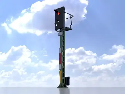 KS Railway Signal Post 4500mm Version-14 Low-poly 3D model