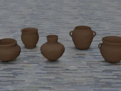 Clay Pots Low-poly 3D model