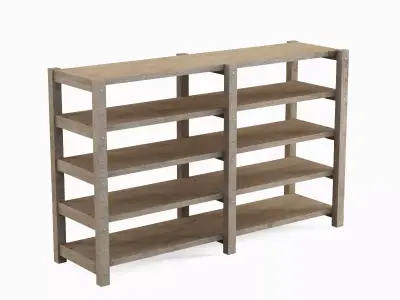 Long Pottery Shelf 02 Low-poly 3D model