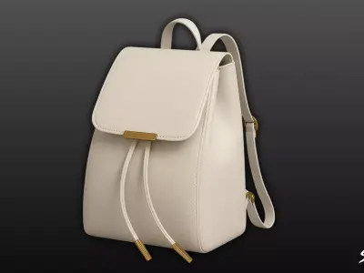 Ivory Leather Backpack Low-poly 3D model