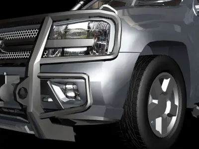 Car obj fbx silver suv with racks Low-poly 3D model