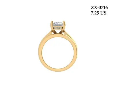 Radiant Solitaire Ring Bridal Set 3D print model