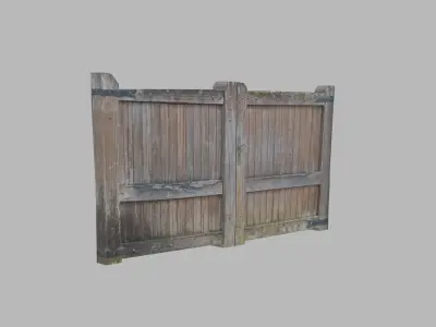 Weathered Wooden Gate - Very Low Poly 3D Model Free low-poly 3D model