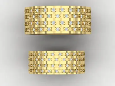 Wedding ring set 03 3D print model