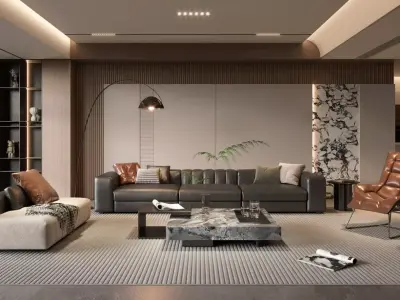 Modern Luxury Living Room with Sophisticated Decor 3D model