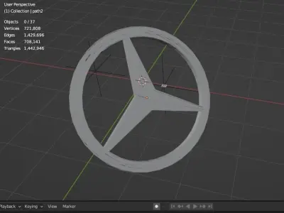 Mercedes 3D Logo Low-poly 3D model