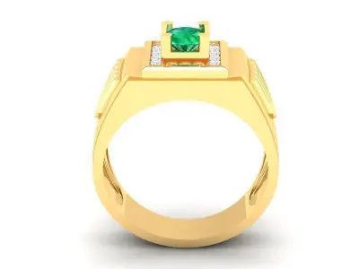 Luxury Emerald Square Men Ring 341 3D print model