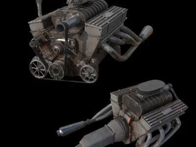 old car engine modeling 3D model