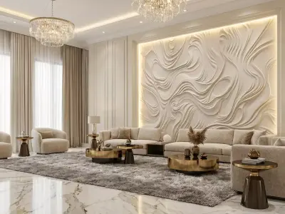 modern panel wall decor set relief stl mural CNC 186  3D model